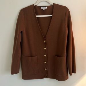 J Crew brown fine knit 30% merino wool sweater/ cardigan